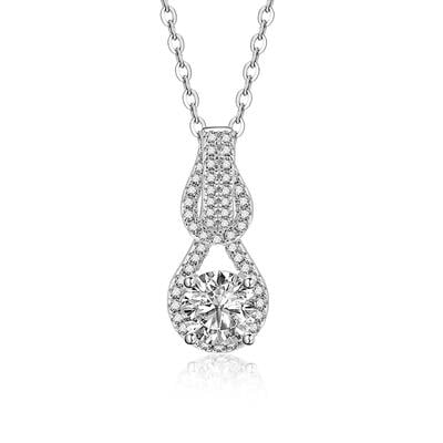 Jeulia Classic Knot Solitaire Necklace Sterling Silver