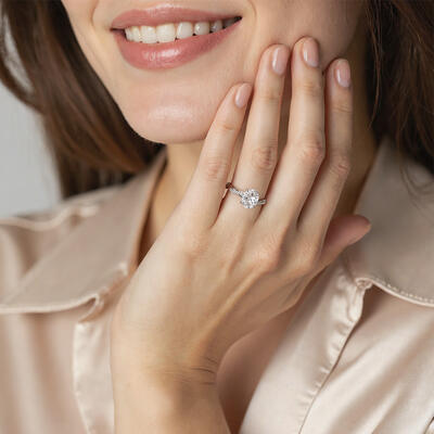 "Come Around Me" 2ct Oval Cut Side Stone Engagement Ring