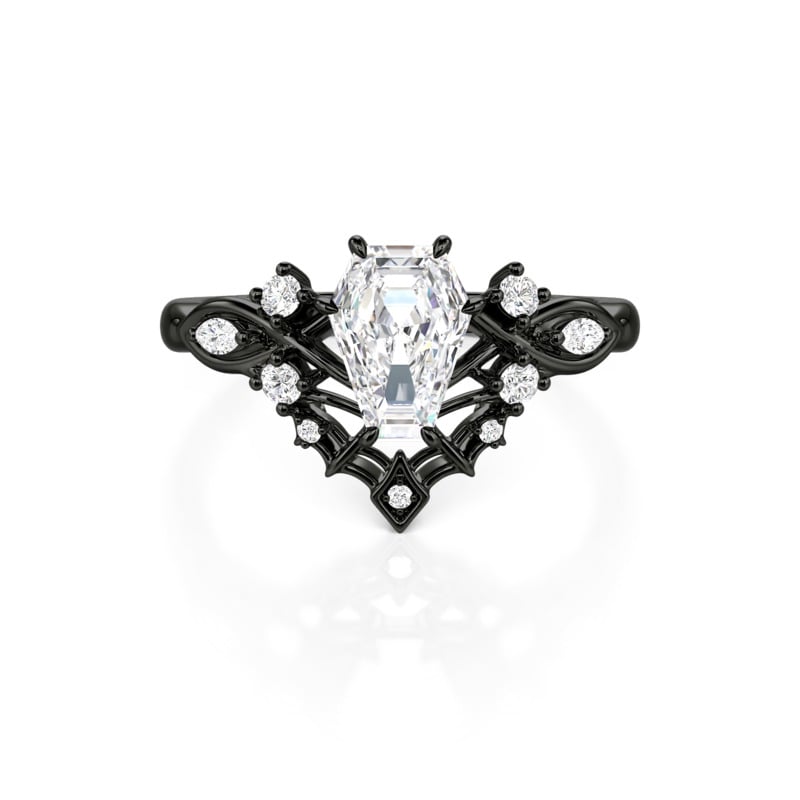 Jeulia Gothic Black Infinity Spider Web Coffin Ring