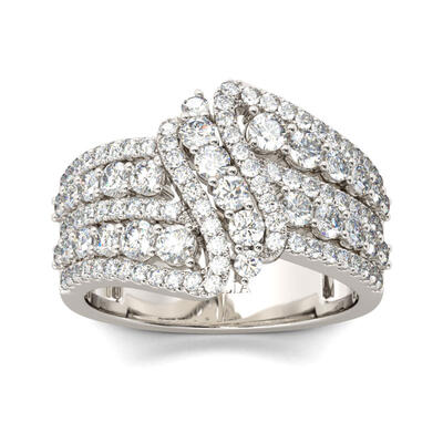 Jeulia Crossover Round Cut Sterling Silver Women's Wedding Band