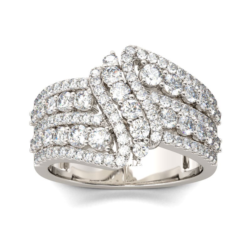 Jeulia Crossover Round Cut Sterling Silver Women's Wedding Band