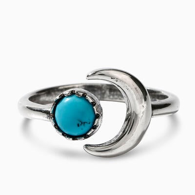 Jeulia Anillo de media luna de turquesa de plata de ley