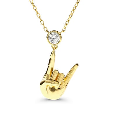 Jeulia "Rock and Roll" Gesture Sterling Silver Necklace