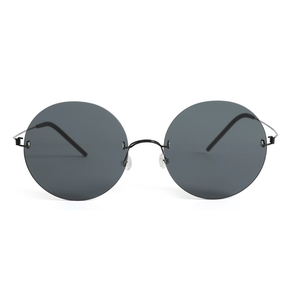 Aries Black Round Sunglasses