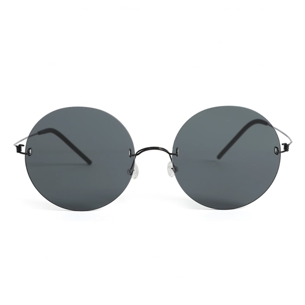 Aries Black Round Sunglasses
