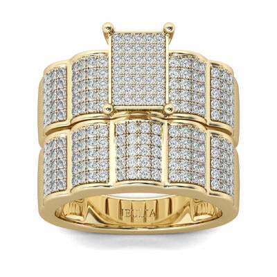Jeulia Cluster Round Cut Sterling Silver Ring Set