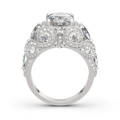 Jeulia Vintage Lace Design Cushion Cut Sterling Silver Ring