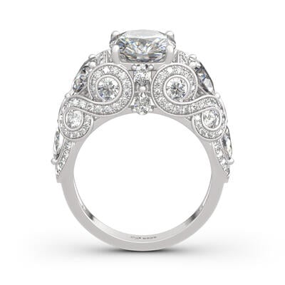 Jeulia Vintage Lace Design Cushion Cut Sterling Silver Ring