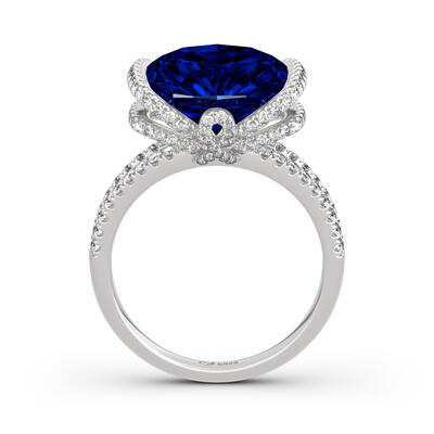 Jeulia Unique Halo Design Cushion Cut Sterling Silver Ring