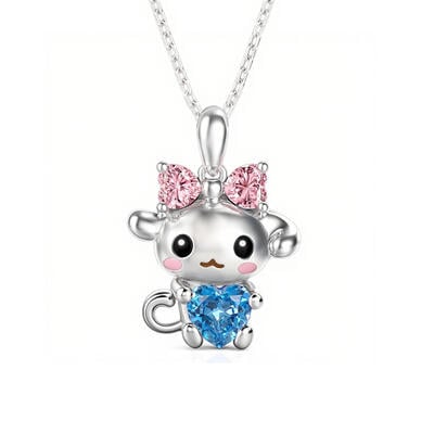 Jeulia Hug Me Custom Birthstone Cute Dog Pendant Necklace