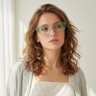 Daisy Green Cat Eye Glasses
