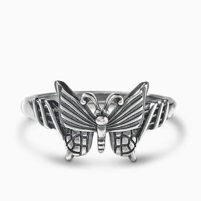 Jeulia Butterfly Design Sterling Silver Ring