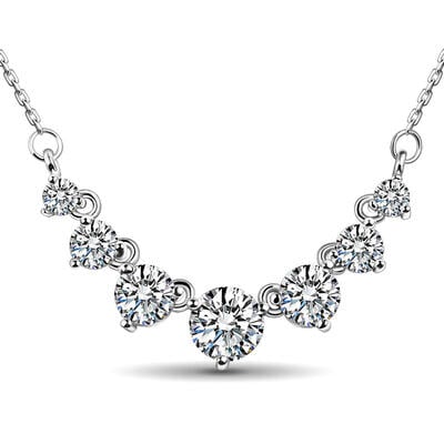 Jeulia Classic Round Cut Stone Pendant Sterling Silver Necklace