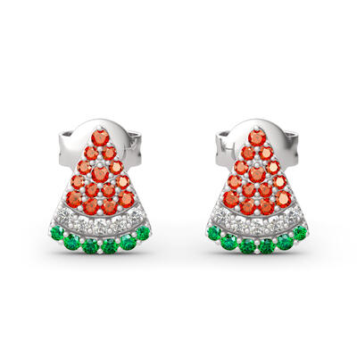 Jeulia "Summer Fruit" Watermelon Design Sterling Silver Earrings