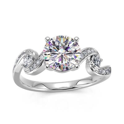 Jeulia スリーストーン ラウンドカット シルバー リング