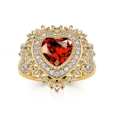 Jeulia Anillo de Plata de Ley con Corte de Corazón y Halo