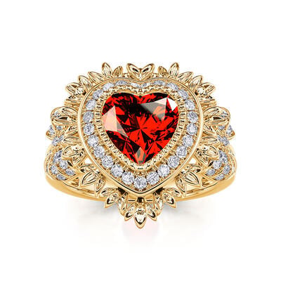 Jeulia "Radiant Love" Halo Heart Cut Sterling Silver Ring