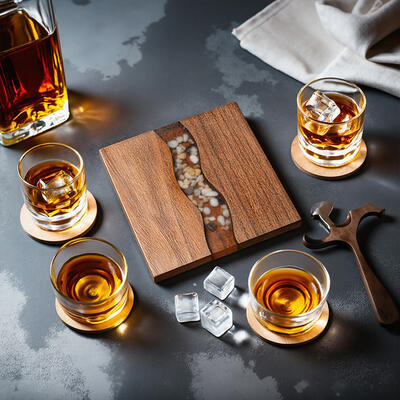 Reslol Exquisite Resin - Walnut River Stone Coasters