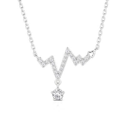 Jeulia Custom Simple Heartbeat Necklace with Birthstone