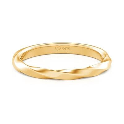 Jeulia "Love Entwined" Twisted Gold Men's Wedding Band