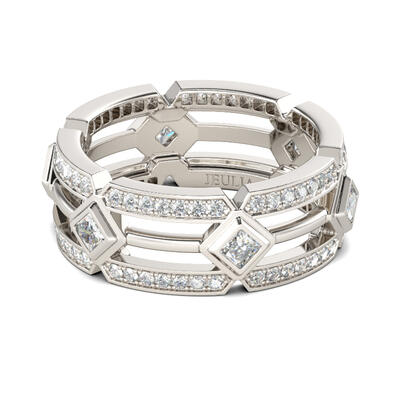 Jeulia Split Shank Sterling Silver Men's Band