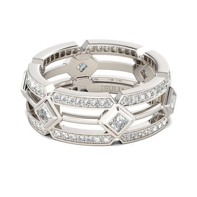 Jeulia Split Shank Sterling Silver Men's Band