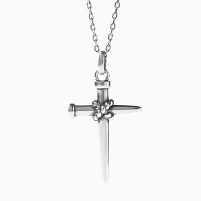 Jeulia "Holy Knot" Cross Design Sterling Silver Necklace