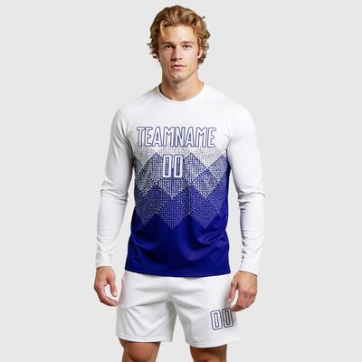 Custom Soccer Jersey Long Sleeve Gradient Square Shape Sublimation for Training Sessions