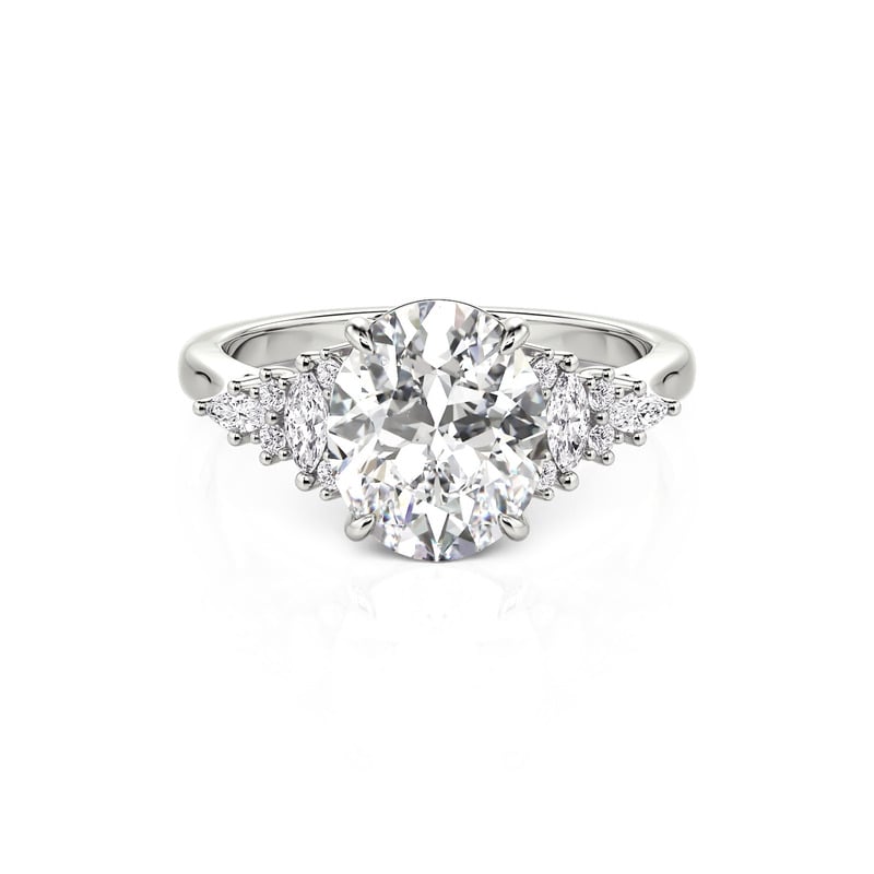 Jeulia Cathedral Setting Oval Cut Cluster Engagement Ring