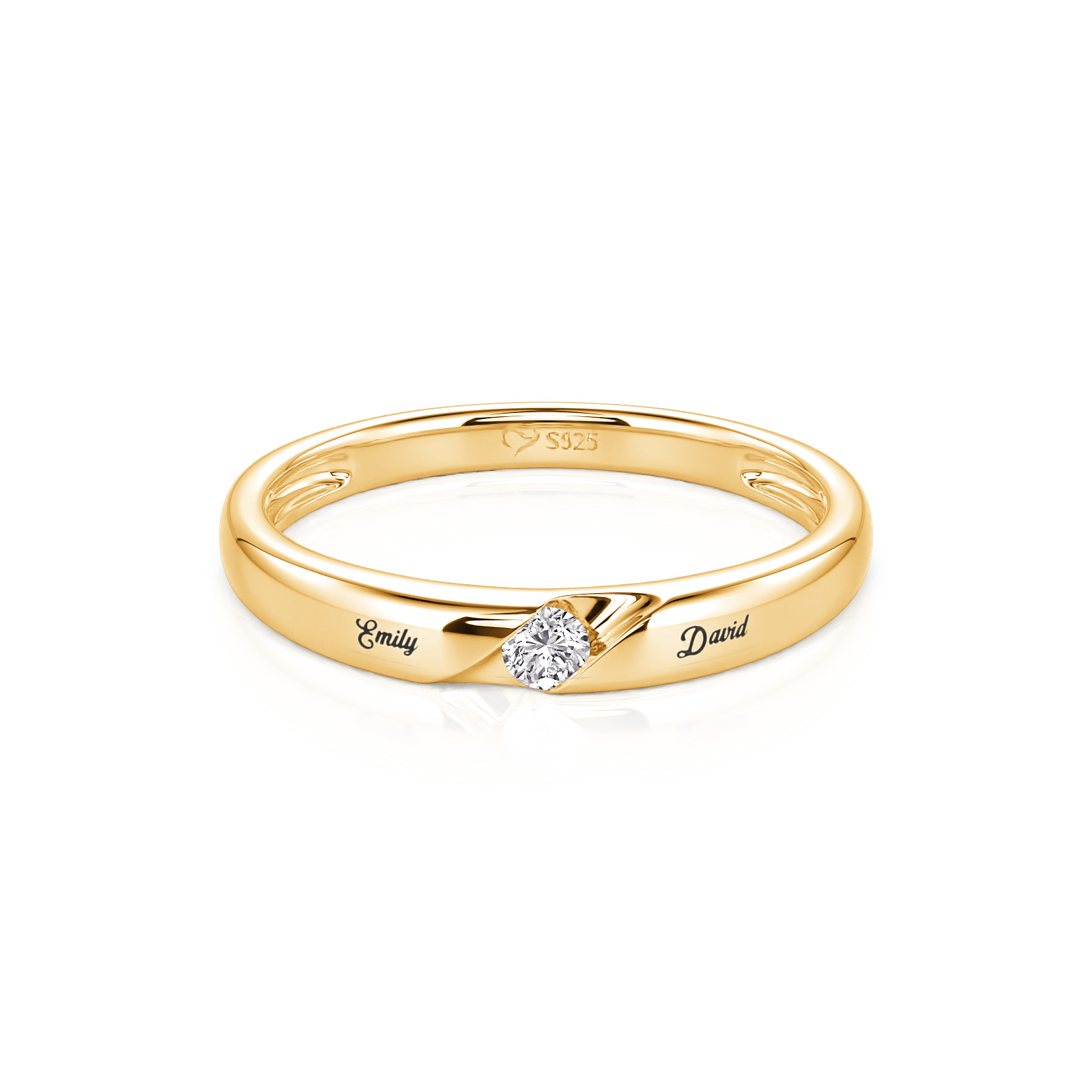 Jeulia Parallel Meet Gold Custom Men's Bypass Engravable Wedding Band