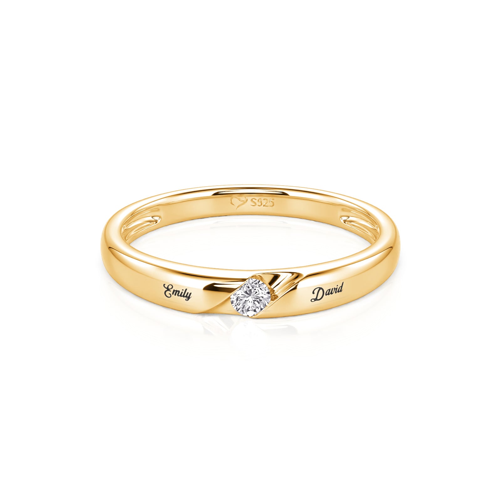 Jeulia Parallel Meet Gold Custom Men's Bypass Engravable Wedding Band