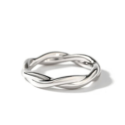 Jeulia Simple Twist Design Sterling Silver Men's Band
