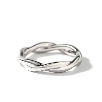 Jeulia Simple Twist Design Sterling Silver Men's Band