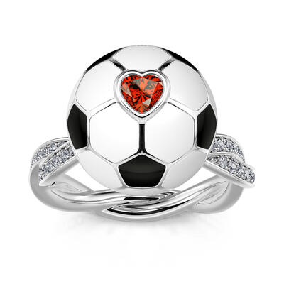 Jeulia "Play Football" Sterling Silver Rotating Soothe Ring