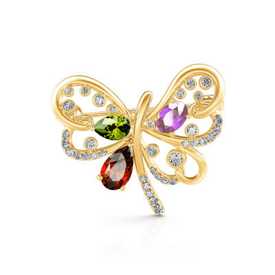 Jeulia "Nature's Awakening" Butterfly Sterling Silver Brooch