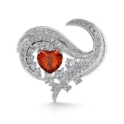 Jeulia Logo Heart Shape Sterling Silver Brooch