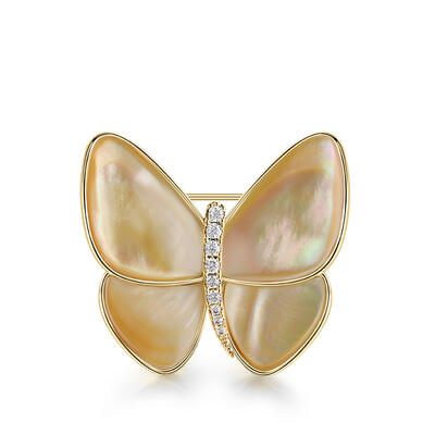 Jeulia Butterfly Copper Mother of Pearl Brooch
