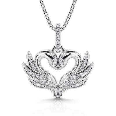 Jeulia Collar de Plata de Ley con Forma de Corazón de Cisne