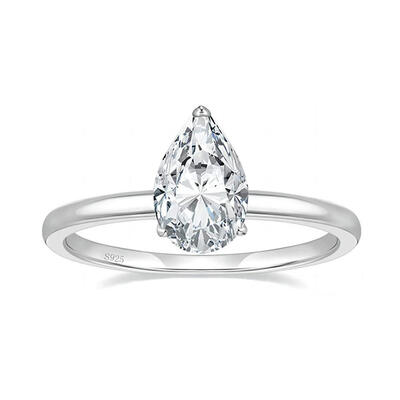 Jeulia シンプル ペアカット シルバー エンゲージリング