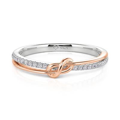 Jeulia Two Tone Knot Wedding Band for Women Sterling Silver