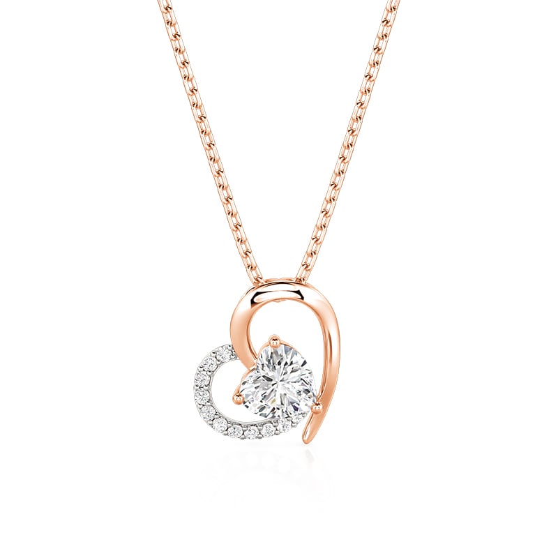 Jeulia Custom Two Tone Curved Heart Necklace With Birthstone