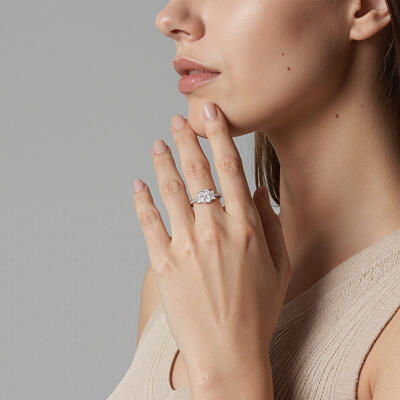 "Same Old Love" Radiant Cut Three Stone Engagement Ring