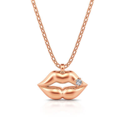 Jeulia "Kiss Me" Lips Sterling Silver Necklace