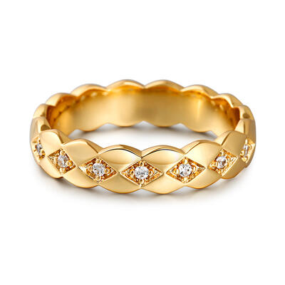 Jeulia "Eternal Promise" Geometric Design Sterling Silver Women's Band