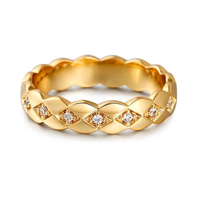 Jeulia "Eternal Promise" Geometric Design Sterling Silver Women's Band