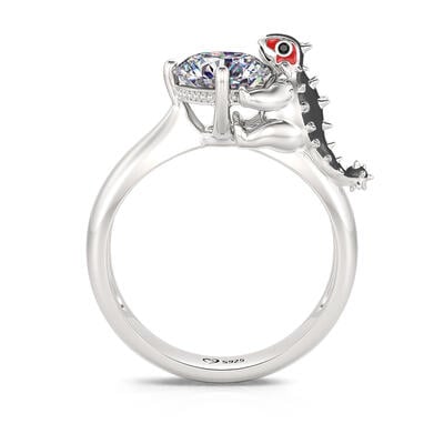 Jeulia Hug Me "Cute Ankylosaurus" Dinosaur Round Cut Sterling Silver Ring