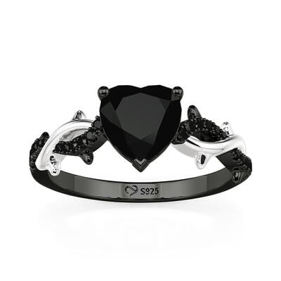Jeulia Classic Twisted Thorns Black Heart Promise Ring