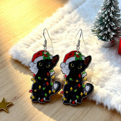 Festive Feline Resin Earrings-Christmas-Themed "Santa Cat"    