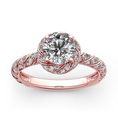 Jeulia Floral Halo Round Cut Sterling Silver Ring