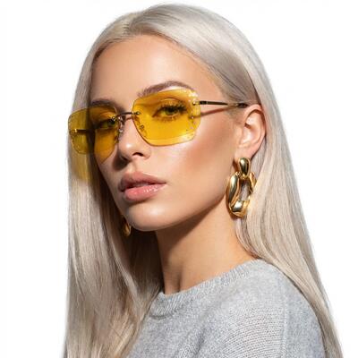 Marcie Lunettes de soleil Rectangulaires Jaunes